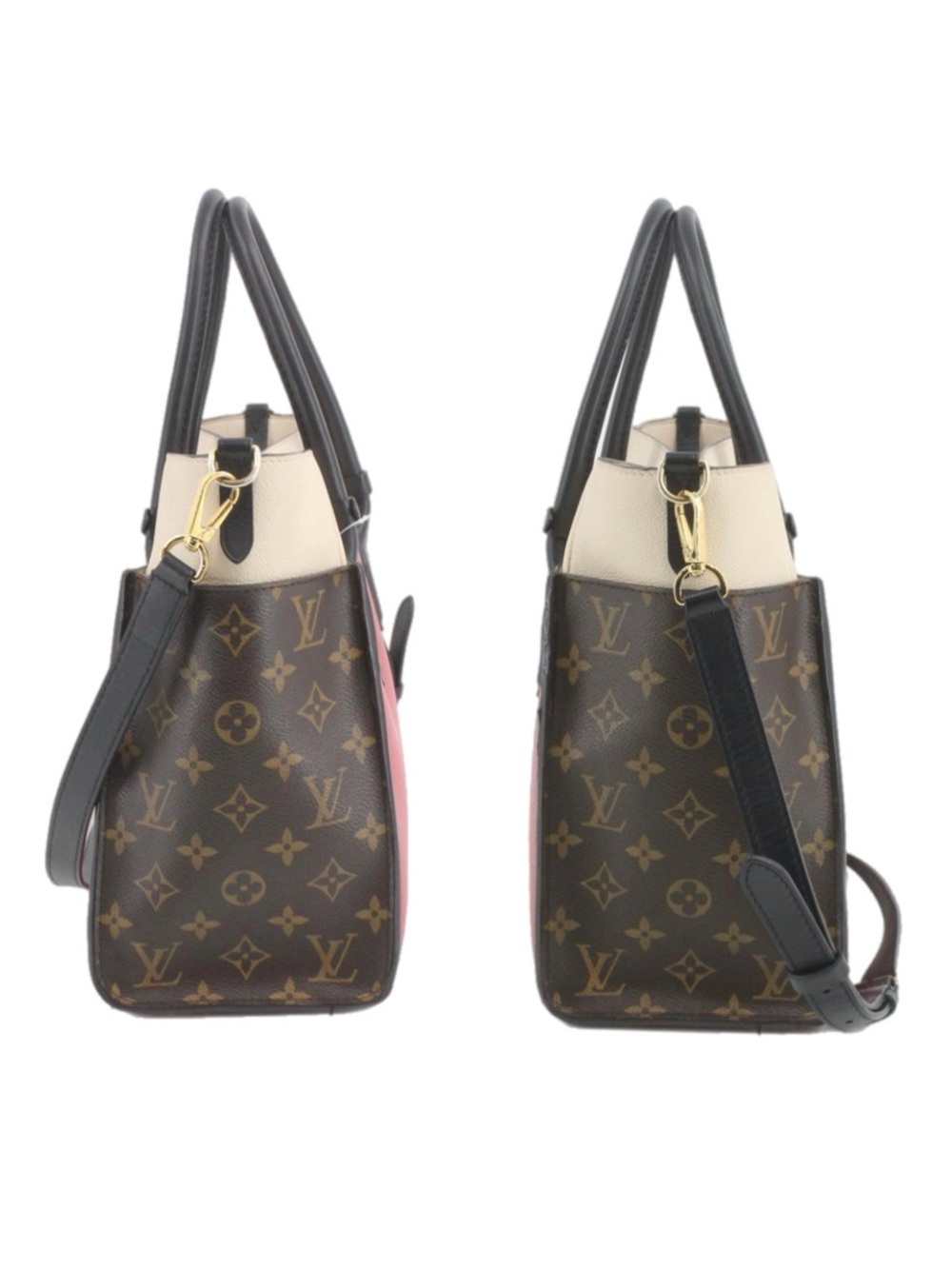 Authentic Louis Vuitton On My Side MM Red Calf Leather Monogram Tote Shoulder Ba - Picture 7 of 13